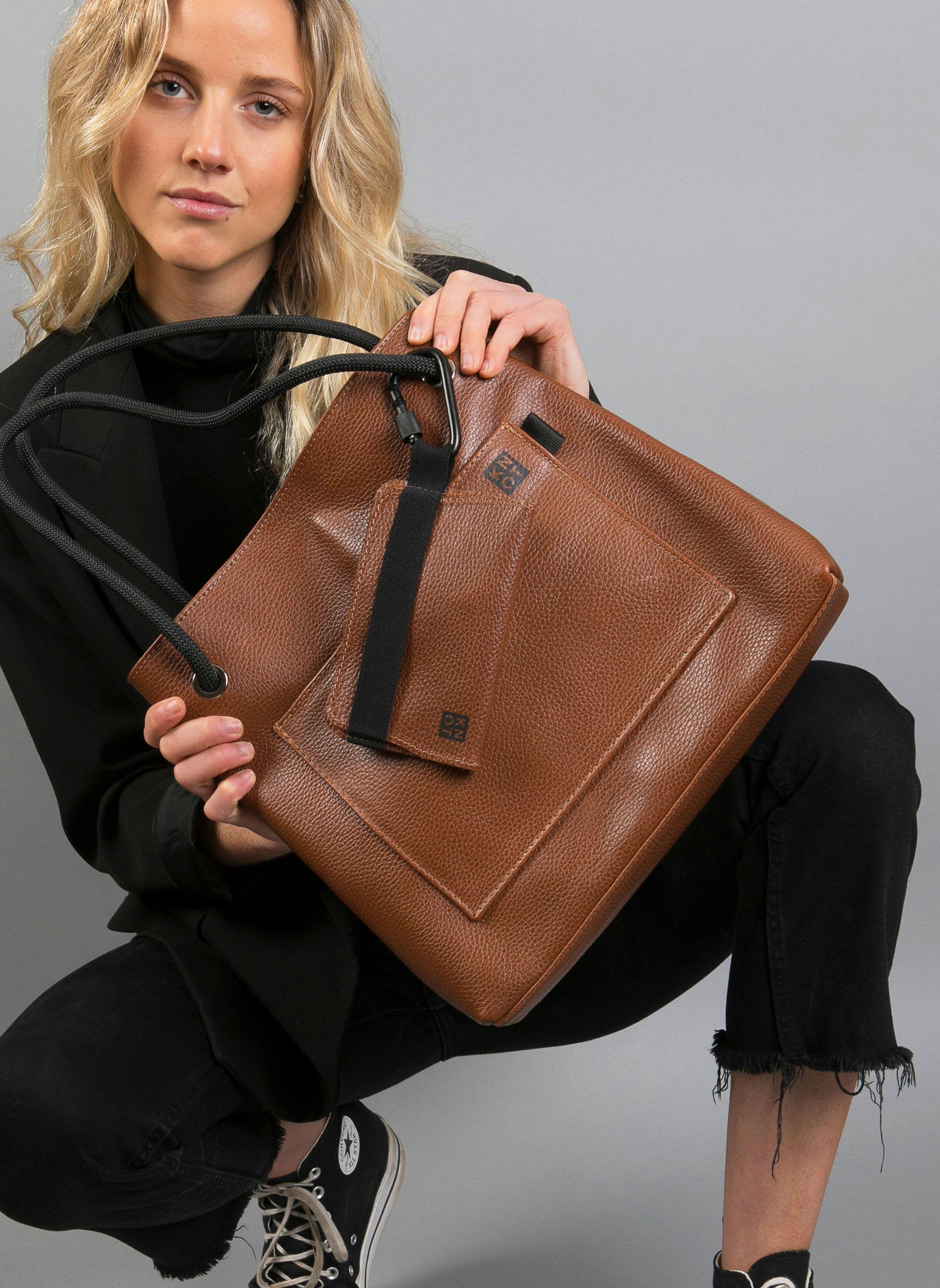 TEENKNOT / Totebag 100% cuero / Tabaco-2