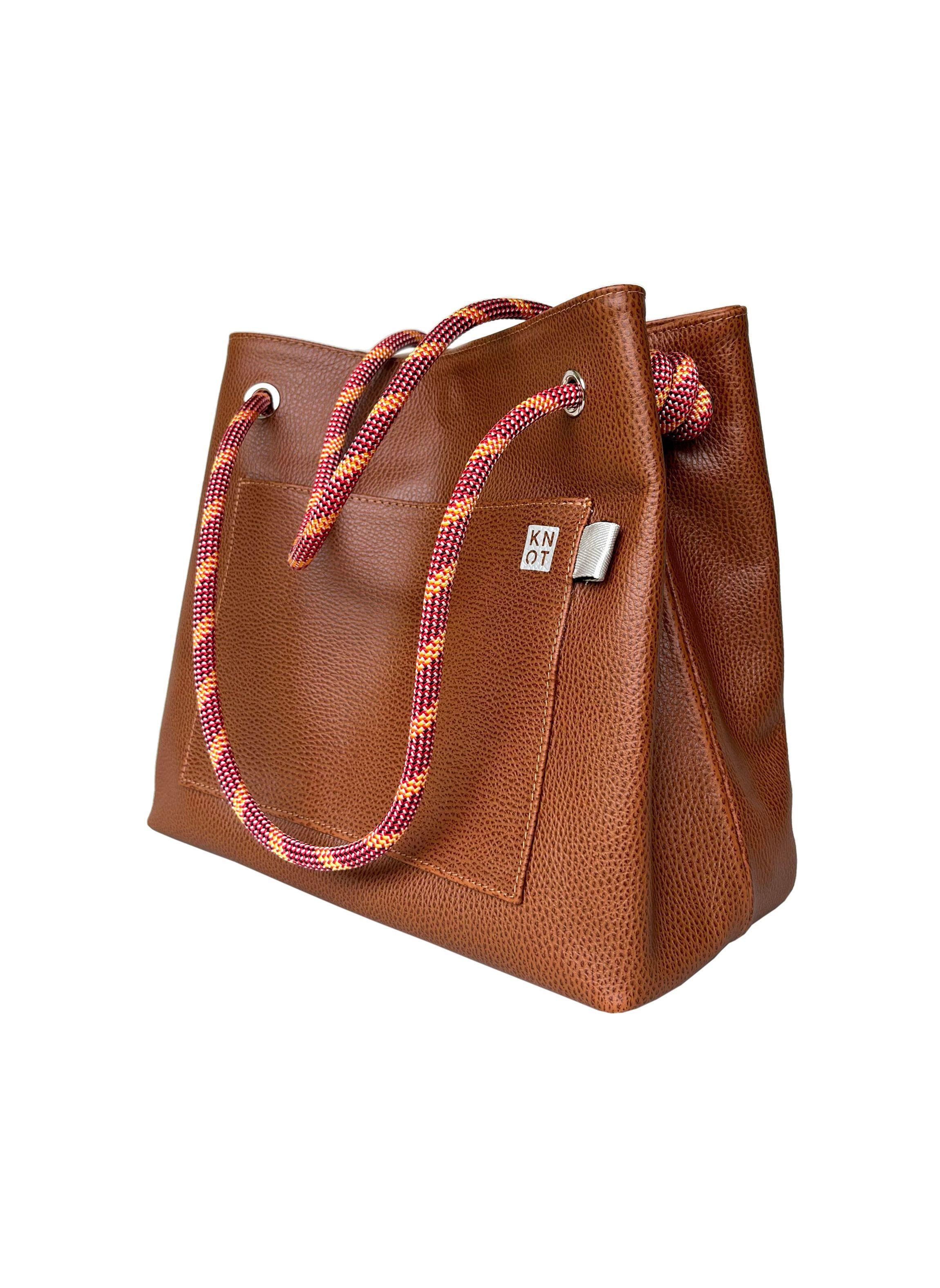 TEENKNOT / Totebag 100% cuero / Tabaco-0
