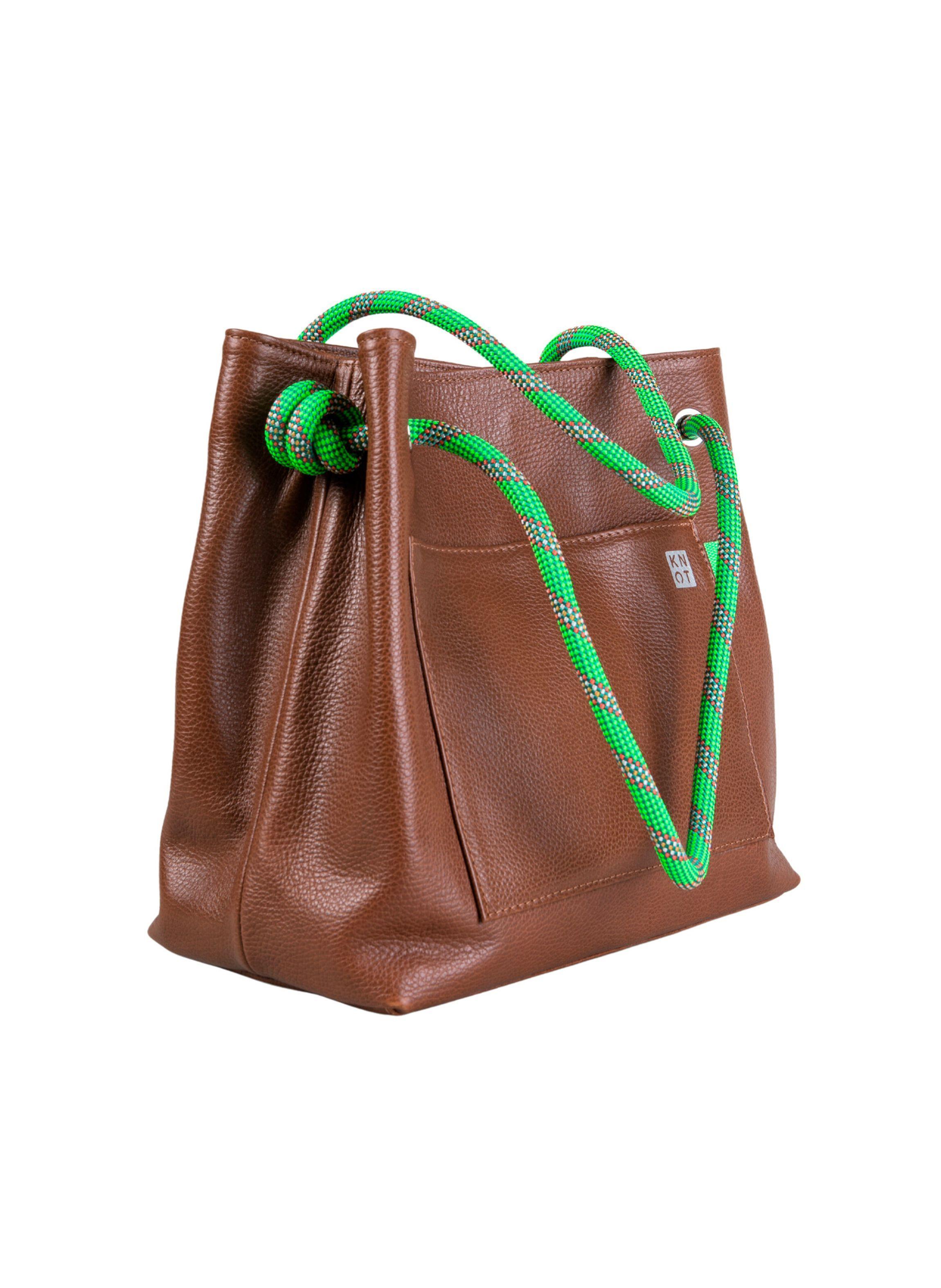 TEENKNOT / Totebag 100% cuero / Tabaco-0