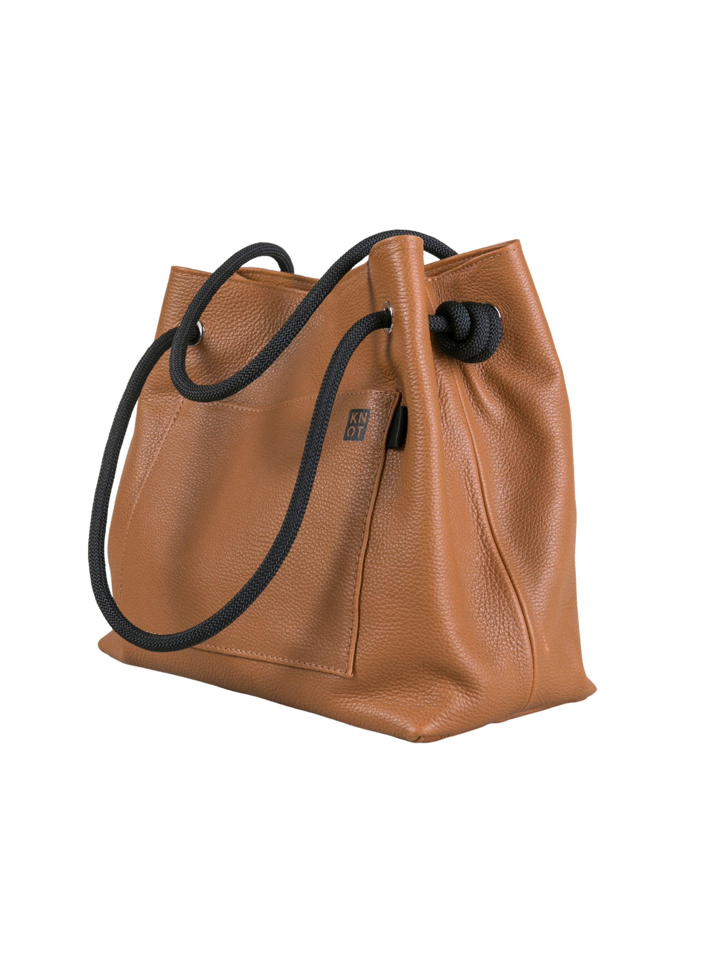 TEENKNOT / Totebag 100% cuero / Camel-0