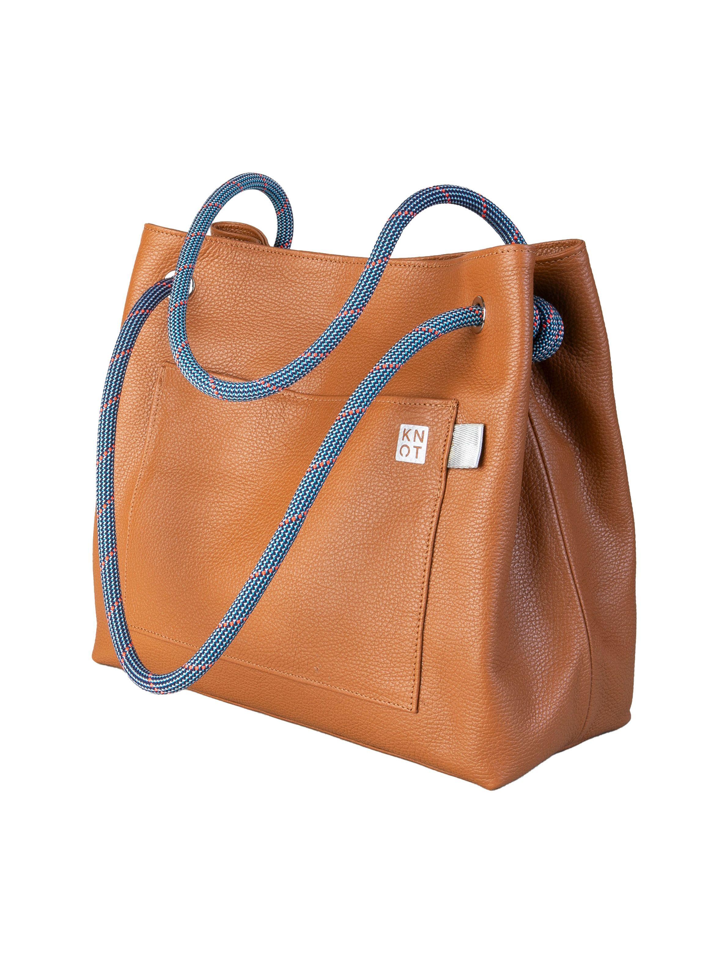 TEENKNOT / Totebag 100% cuero / Camel-0