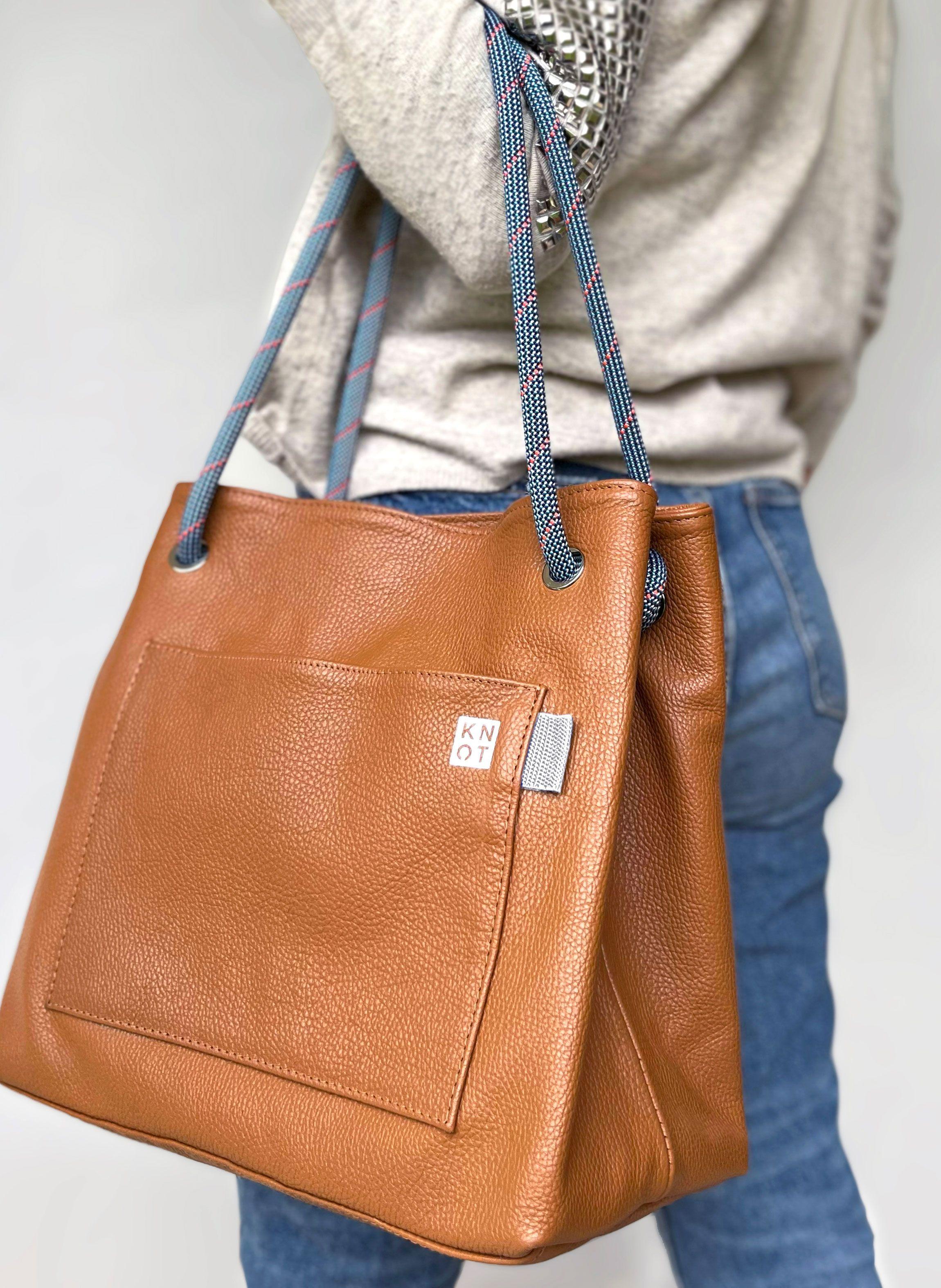 TEENKNOT / Totebag 100% cuero / Camel-1