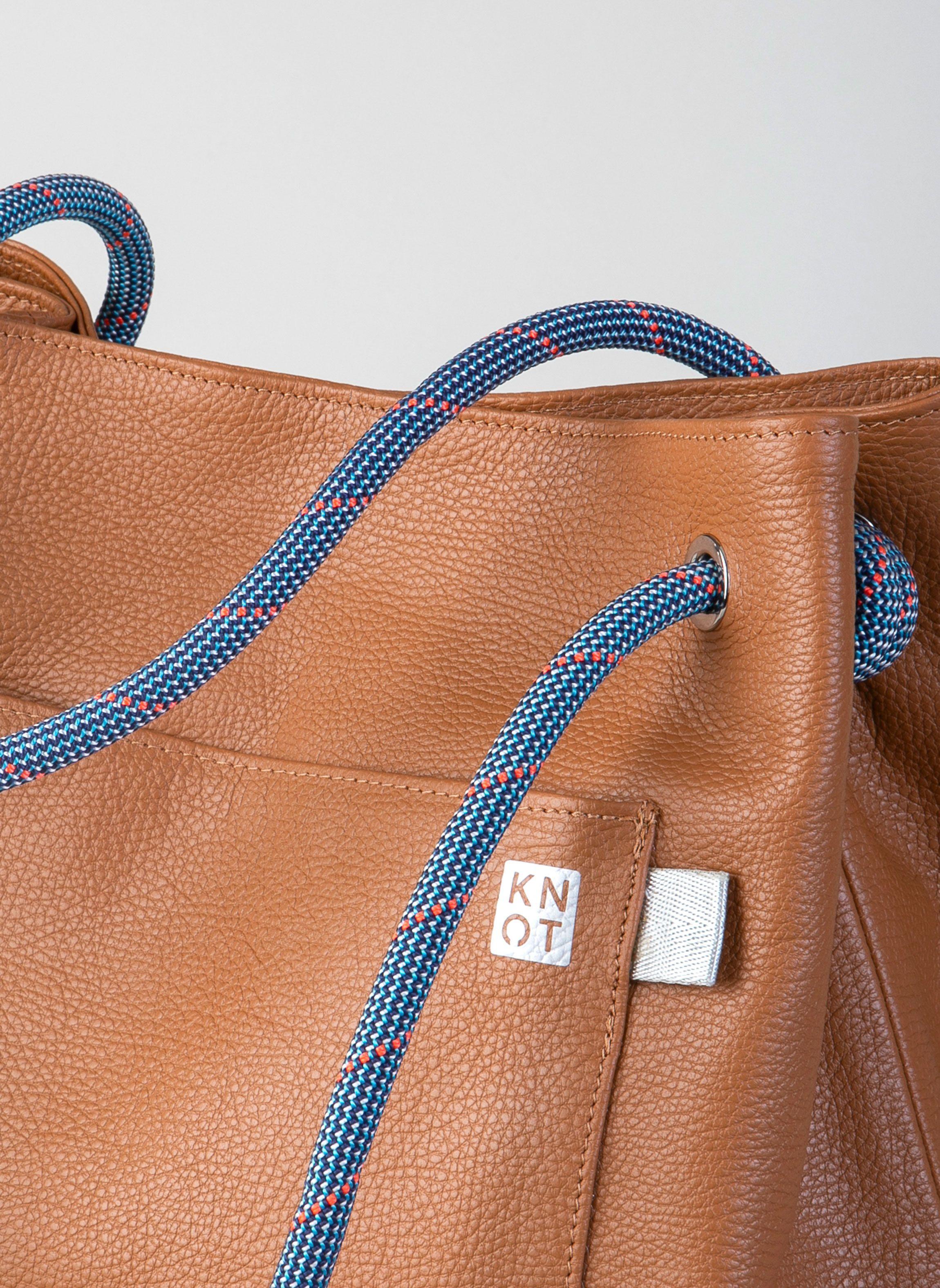TEENKNOT / Totebag 100% cuero / Camel-3