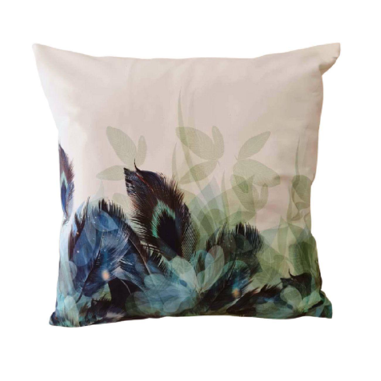 Funda Para Cojin Nordica - Blanca -  Plumas Azul 51-0