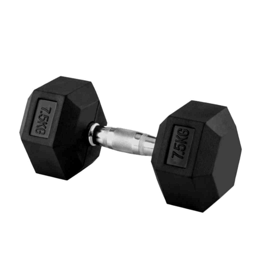 Mancuerna Hexagonal De 7,5kg Precio Por C/u Barra Cromada-0