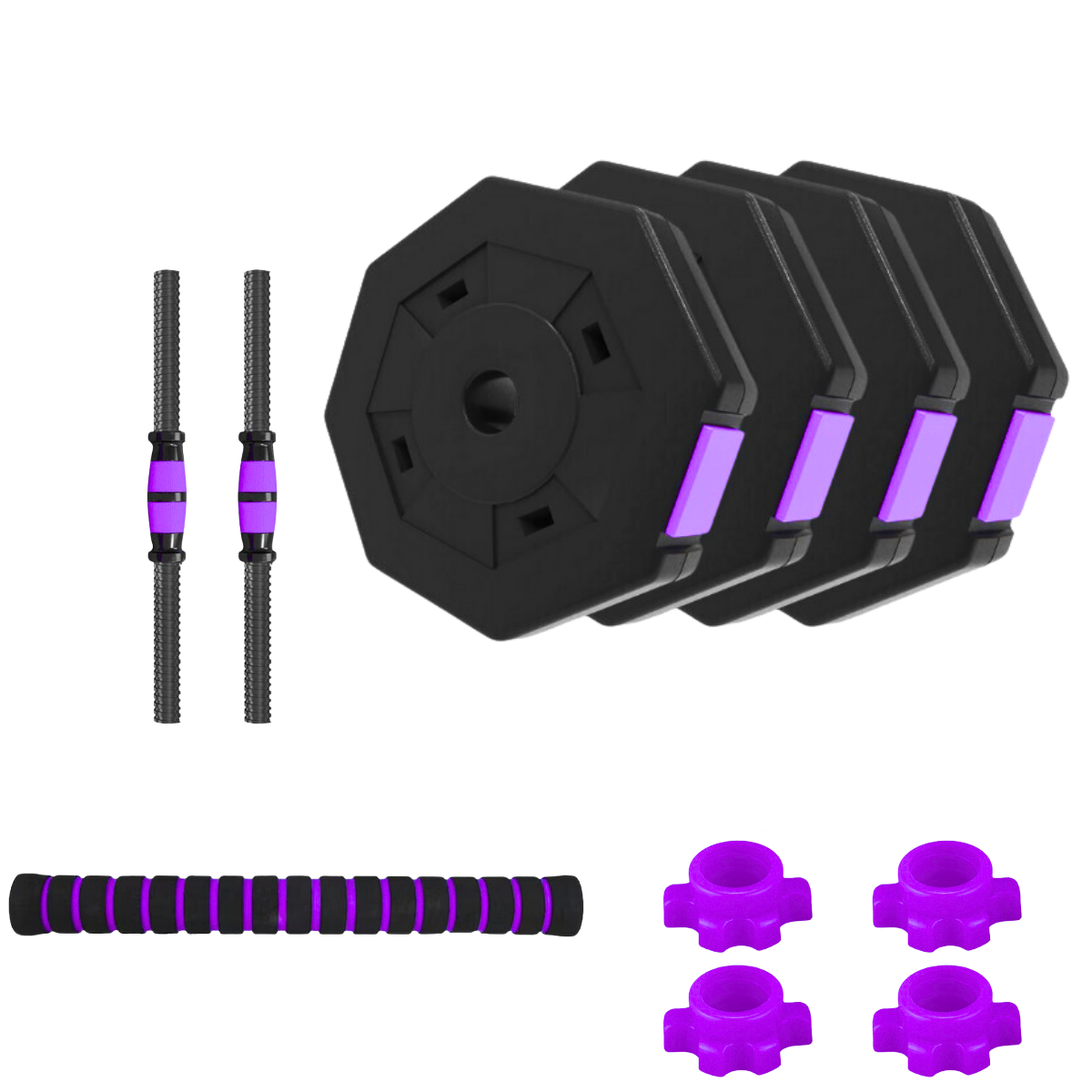 Set De Mancuernas Unibles De 30kg Con Barra De Extension-1