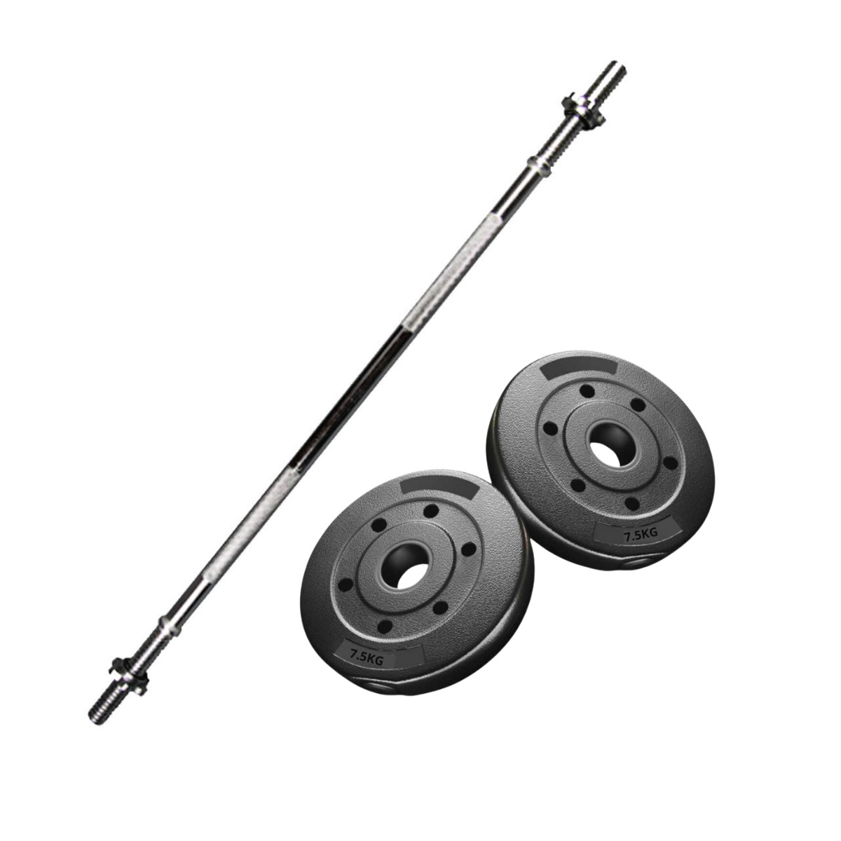 Barra Preolímpica 120cm Cromada + 15kg En Discos -0