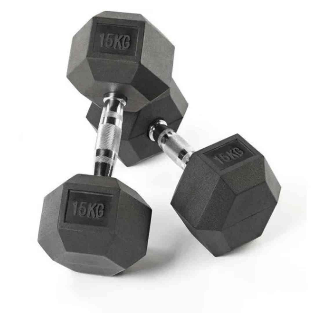 Mancuerna Hexagonal De Caucho 15kg (total 30kg El Par)-0