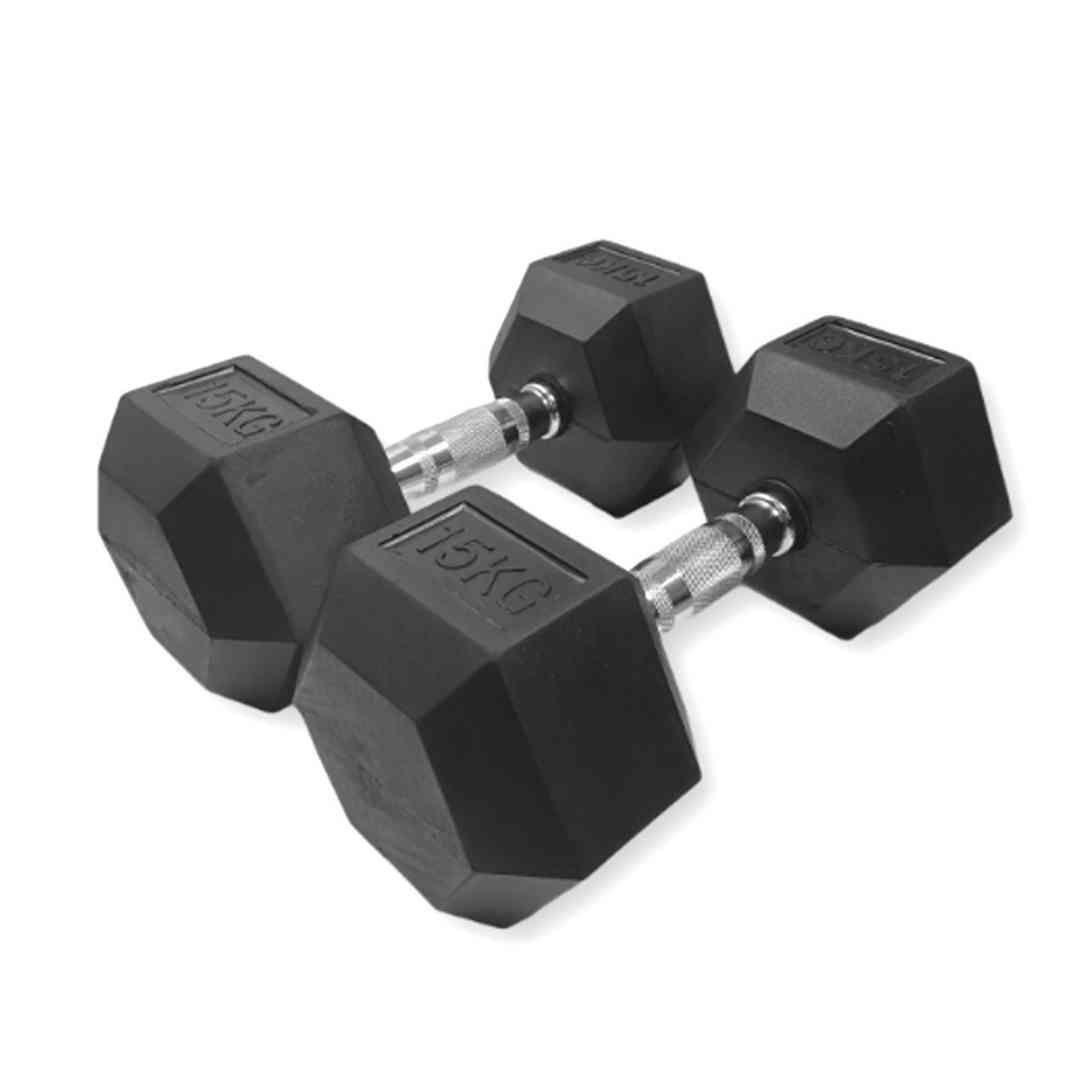 Mancuerna Hexagonal De Caucho 15kg (total 30kg El Par)-1