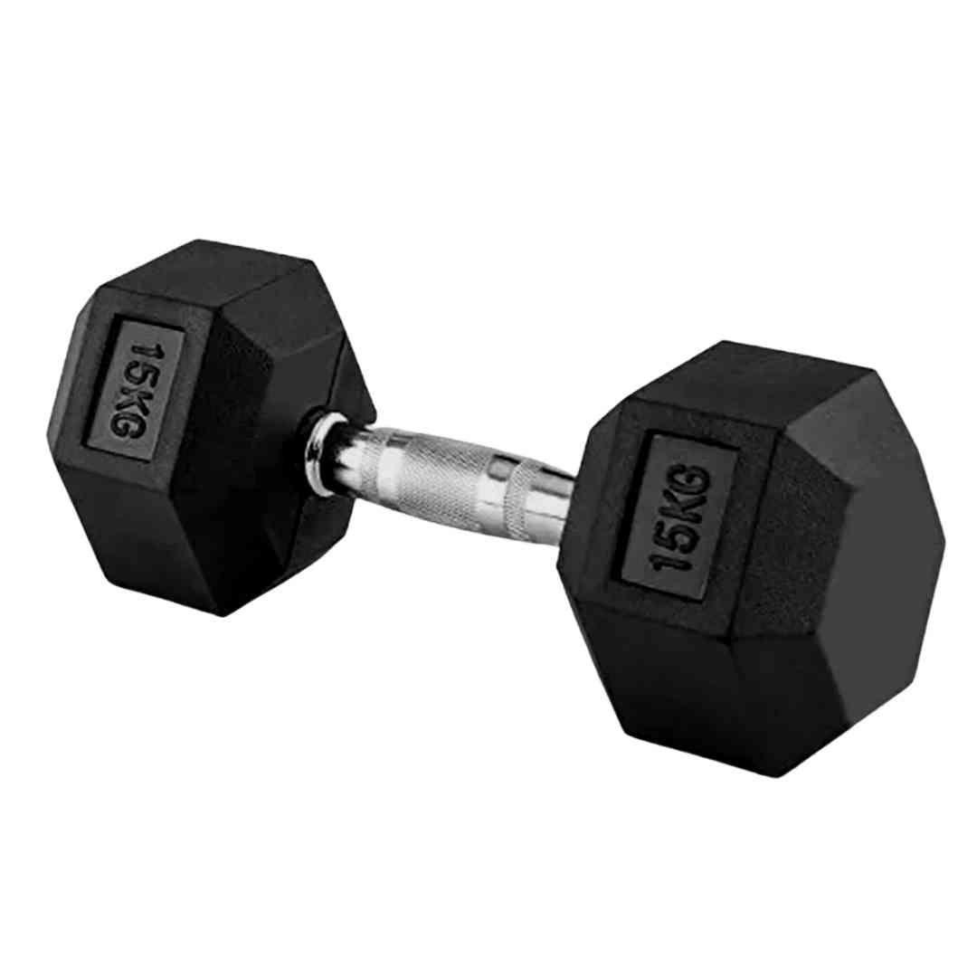 Mancuerna Hexagonal De Caucho 15kg (total 30kg El Par)-2
