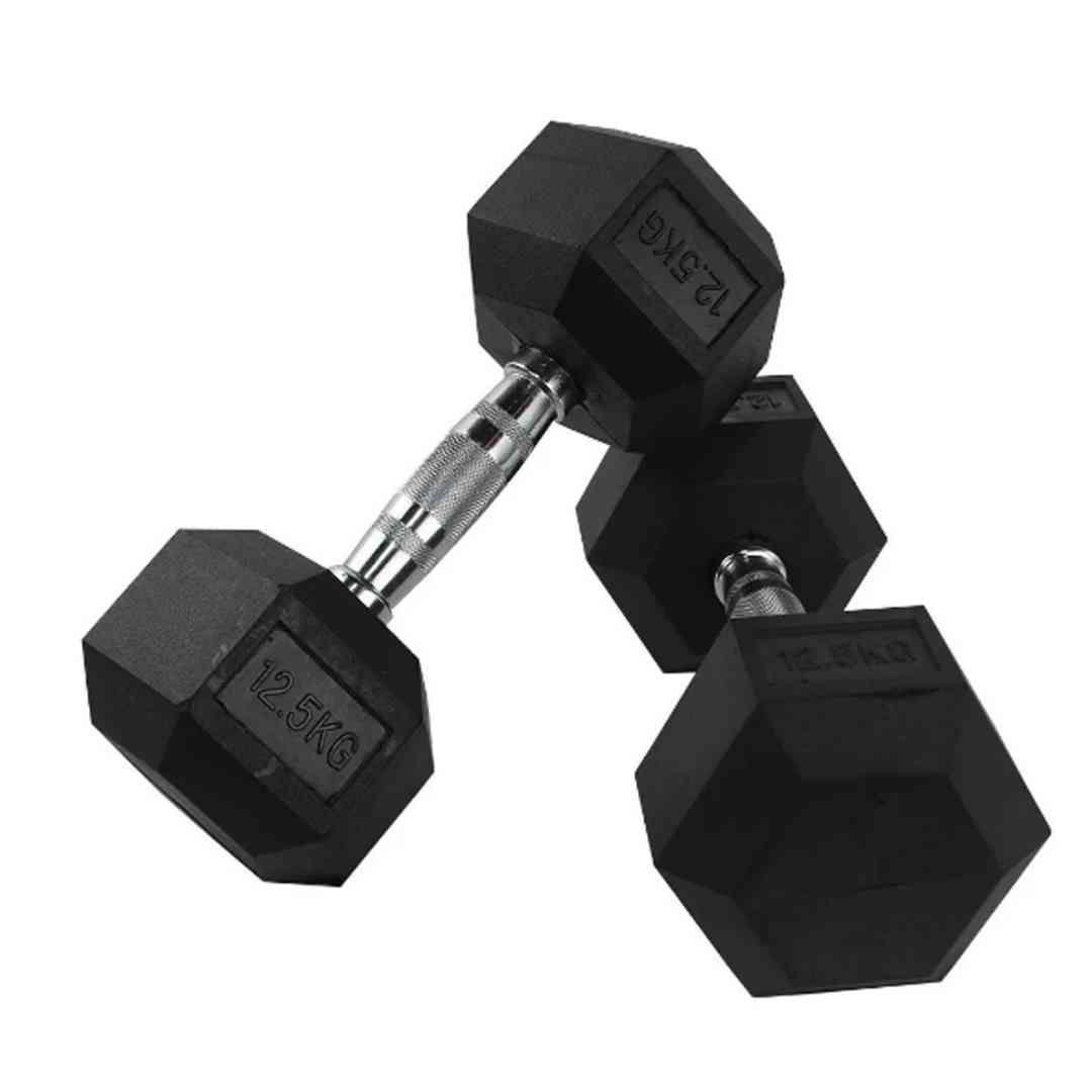 Mancuerna Hexagonal De Caucho 12,5kg (total 25kg El Par)-0