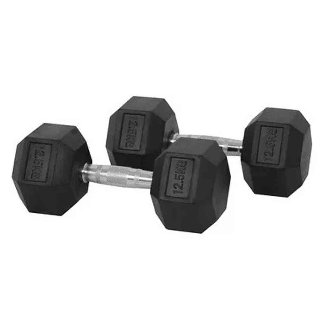 Mancuerna Hexagonal De Caucho 12,5kg (total 25kg El Par)-1