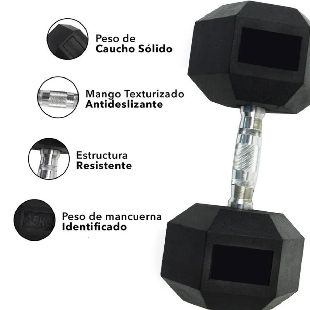 Mancuernas Hexagonales De Caucho 8 Kg (total 16 Kg El Par)-1
