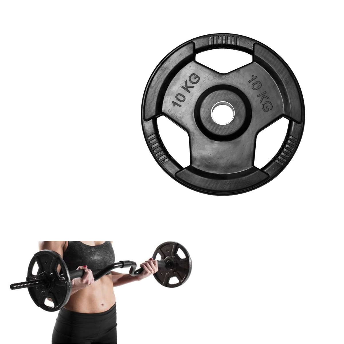 Disco Pre-olímpico De 10kg Con Agarres Engomado-2