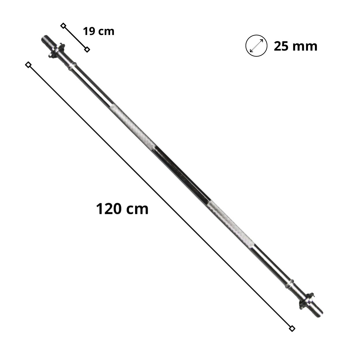 Pack de Barra Preolímpica 120 cm + 2 Discos Engomados de 10 kg Total 20 kg-1