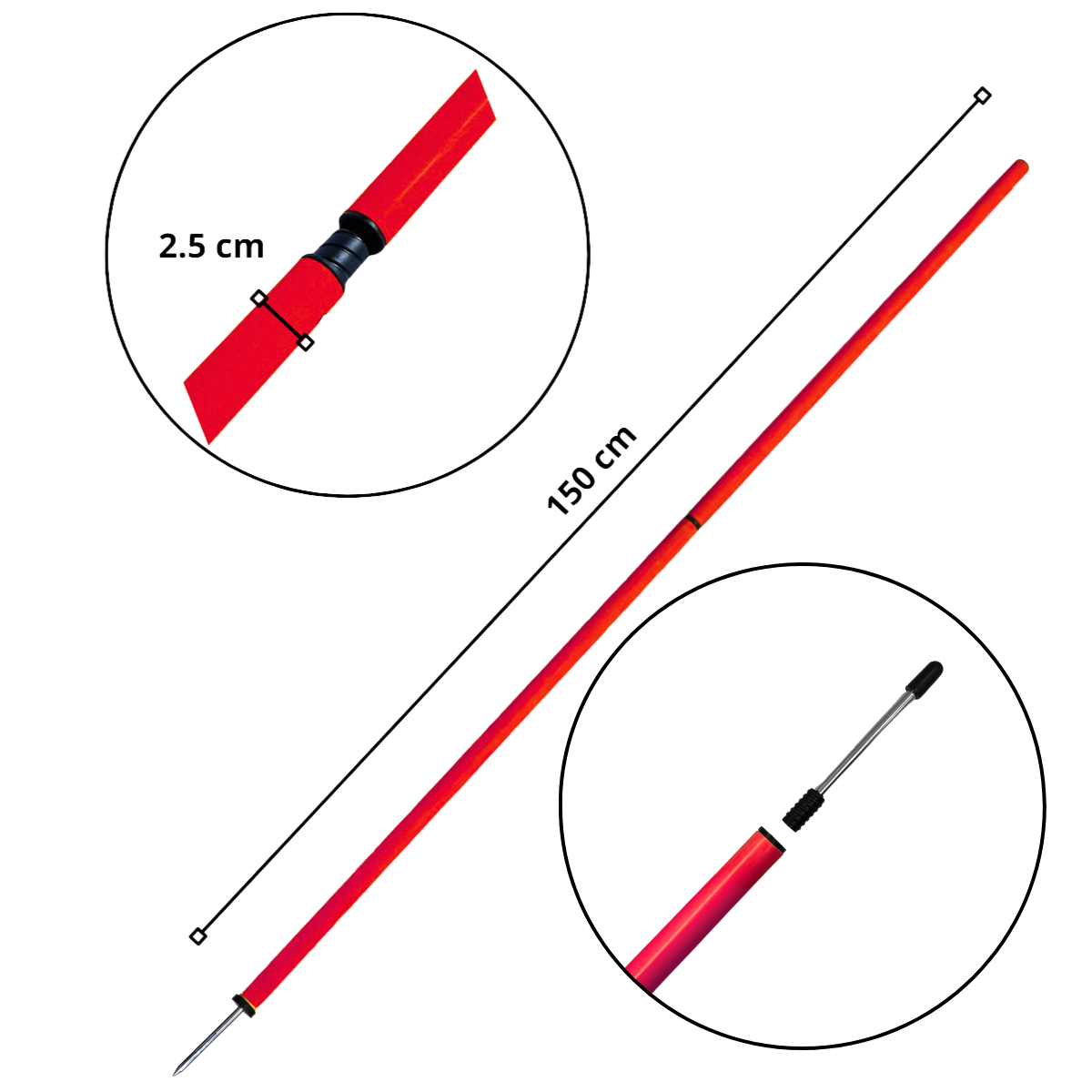 Pack 5 Bastones Slalom De Entrenamiento 1.5 Mts Con Estaca-1