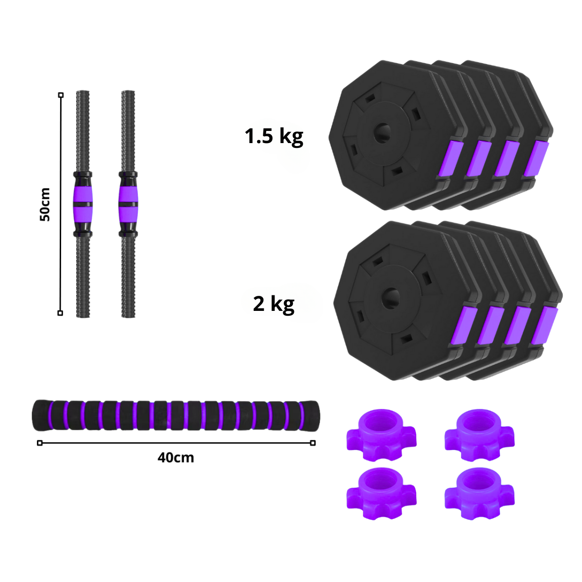 Set De Mancuernas Ajustable De 15kg Con Unión/extensor-1