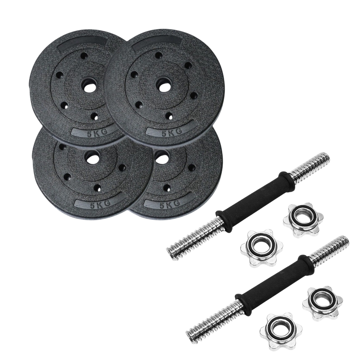 Pack 2 Mancuernas Cromadas + 20 Kg En Discos Pvc Linea Sport-0