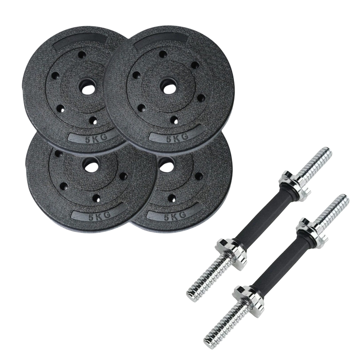 Pack 2 Mancuernas Cromadas + 20 Kg En Discos Pvc Linea Sport-3