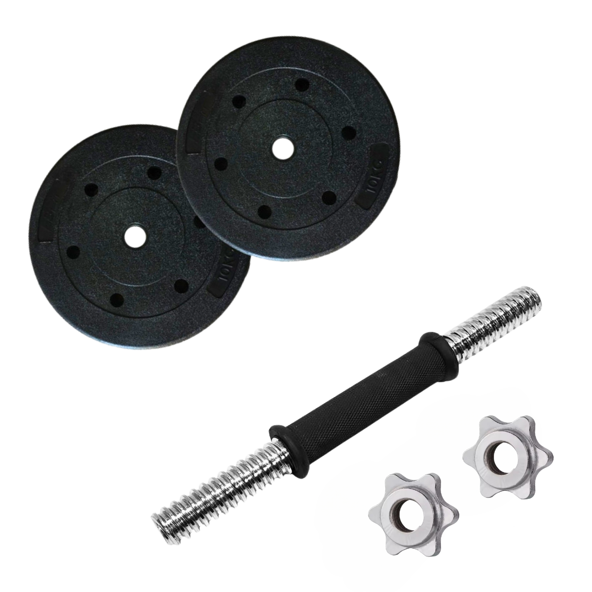 Mancuerna Barra Cromada + Discos Pvc 20 Kg-0