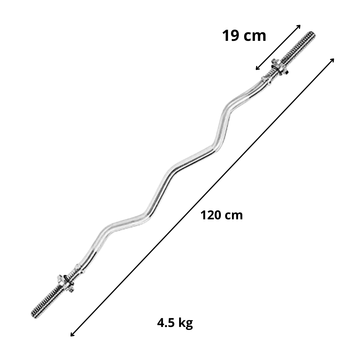 Barra Preolímpica Z 120cm Cromada + 15kg En Discos-1