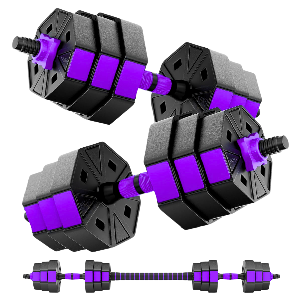 Set De Mancuernas Pvc 20kg Barra Armable Ajustable-0