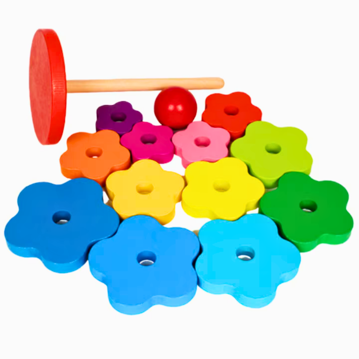 Juguete Torre Apilable Madera Arcoíris Para Niños Didáctico-3