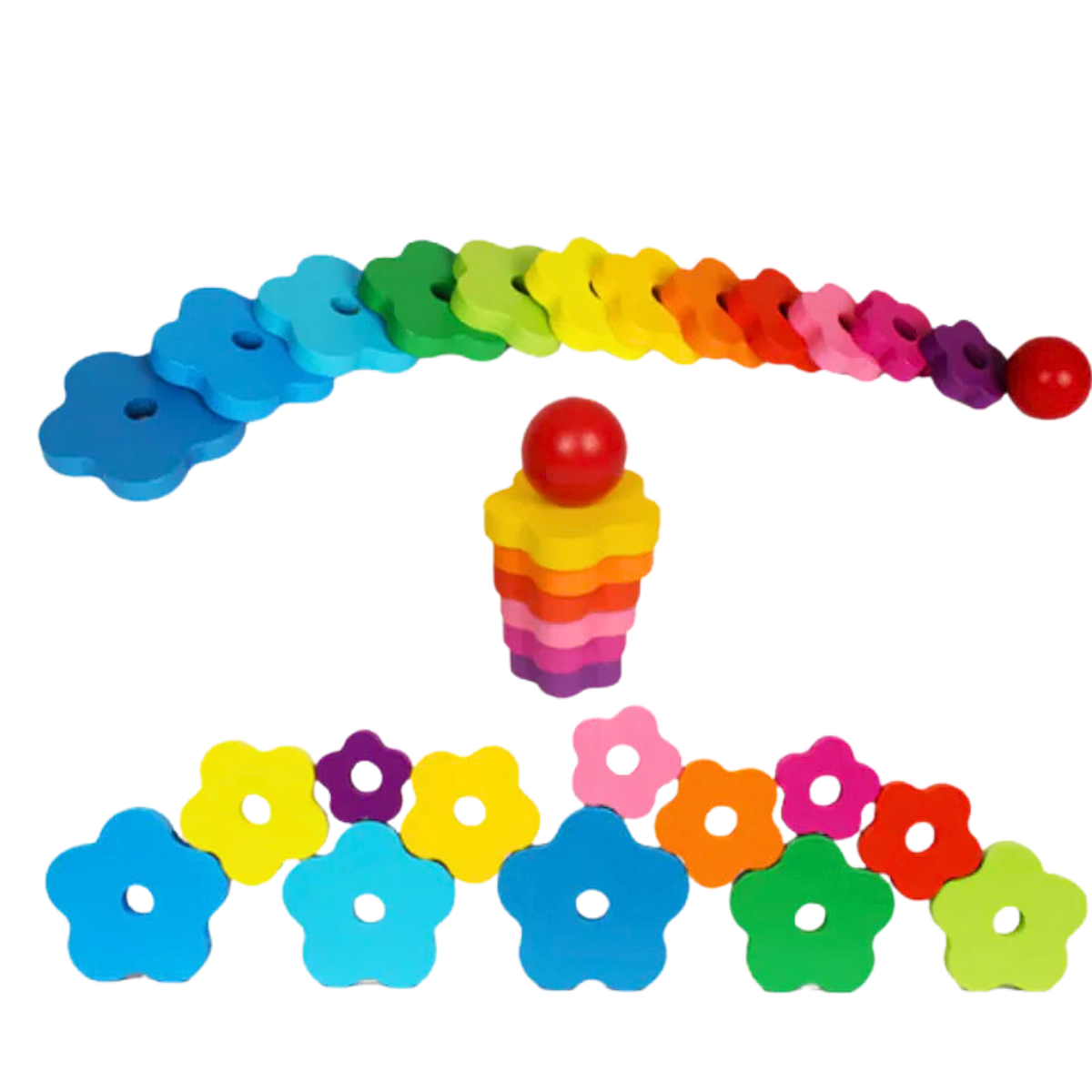 Juguete Torre Apilable Madera Arcoíris Para Niños Didáctico-4