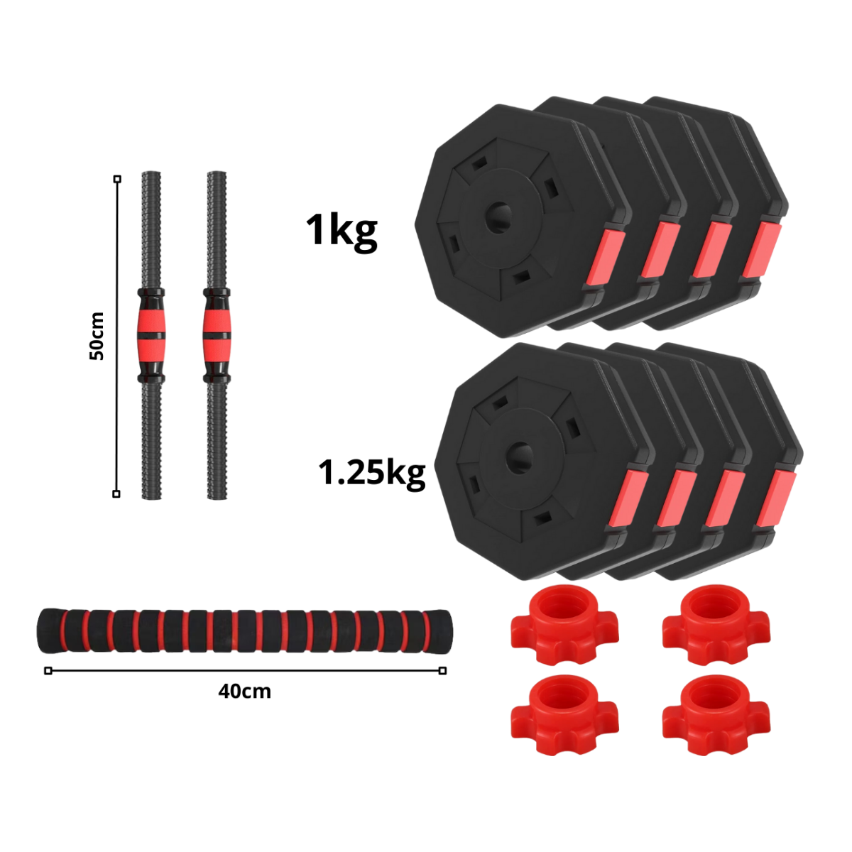 Set De Mancuernas Ajustable De 10kg Rojo-1