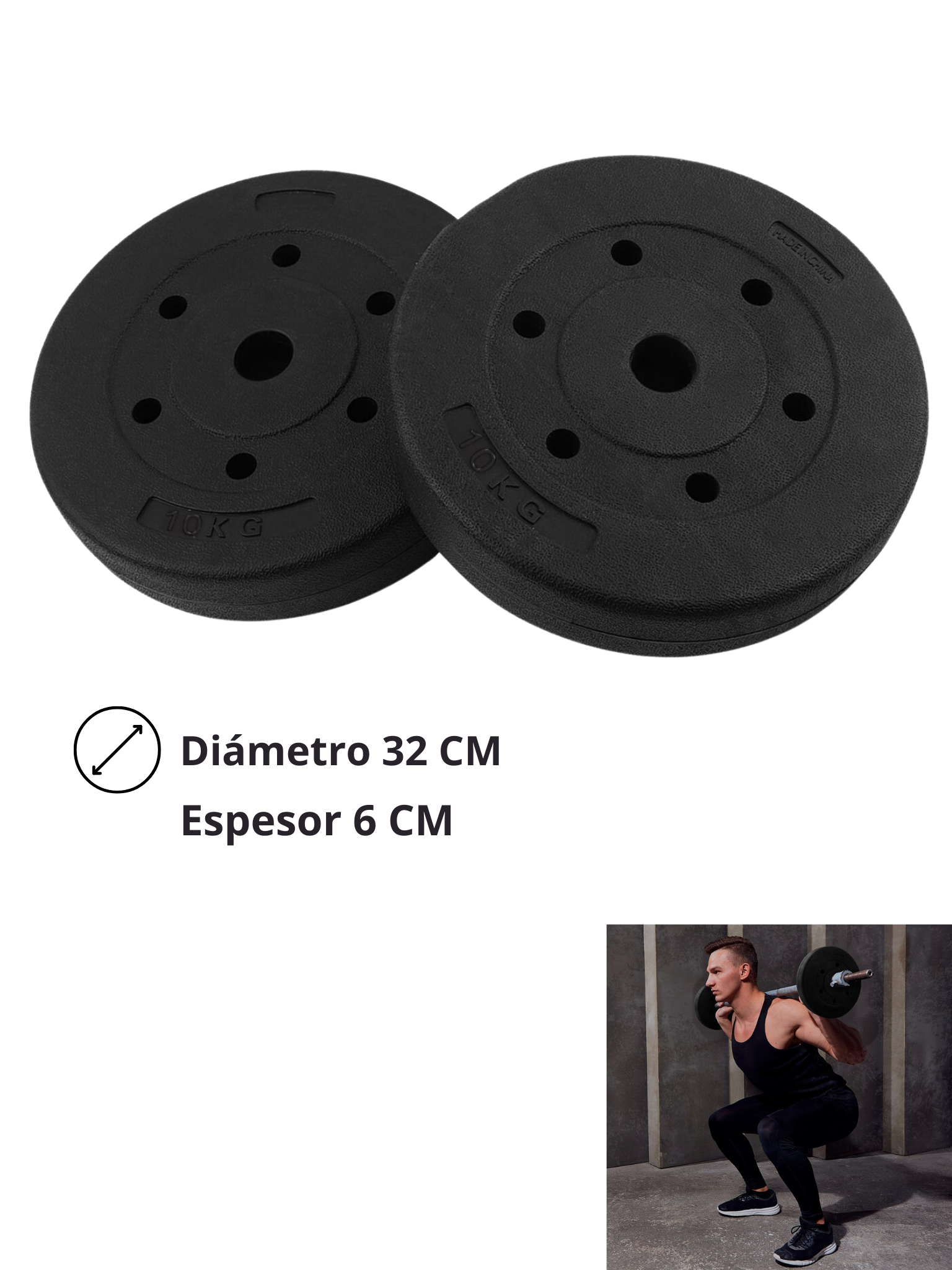 Set De 2 Disco Pvc 10kg C/u Preolímpico-2