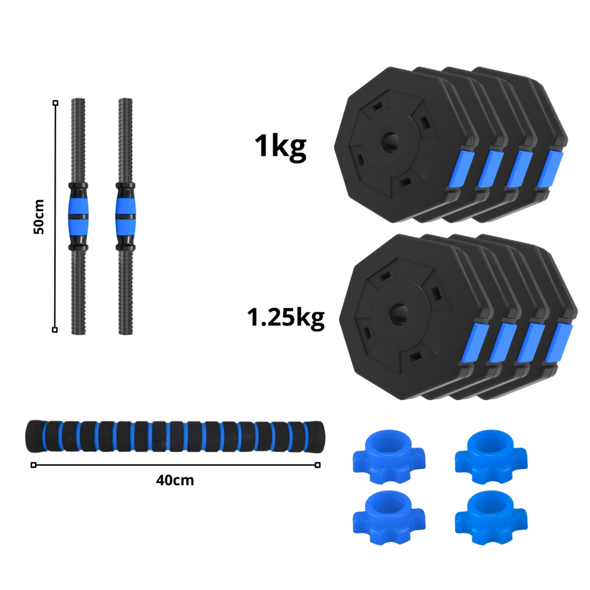 Set De Mancuernas Ajustable De 10kg Azul-1
