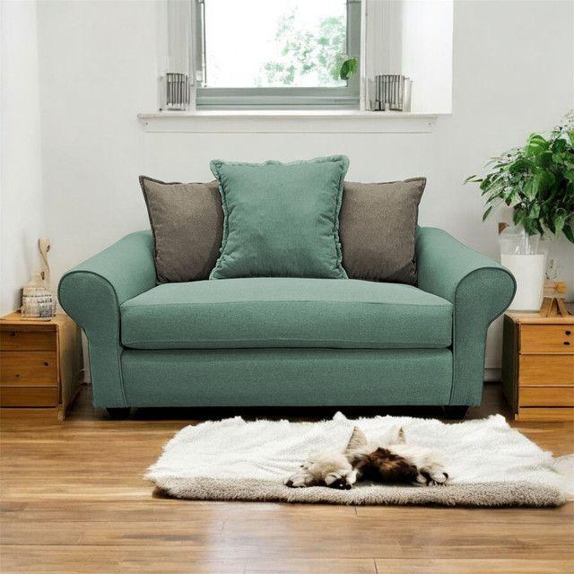 SOFÁ PRAT CHENILLE VERDE MENTA 2 CUERPOS -2