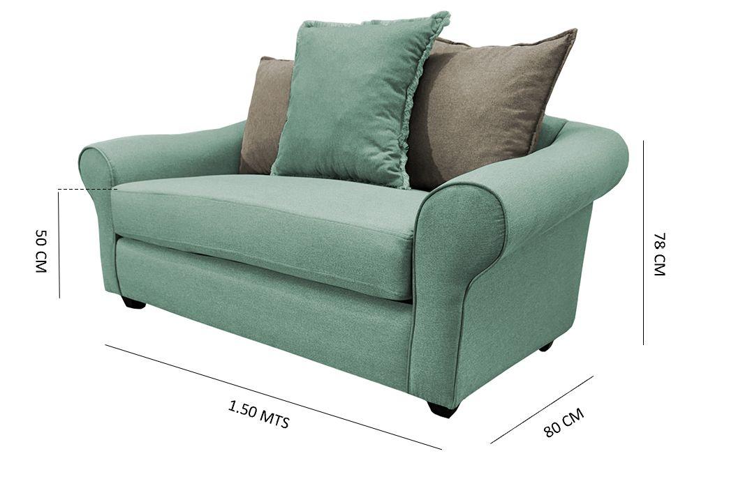 SOFÁ PRAT CHENILLE VERDE MENTA 2 CUERPOS -3
