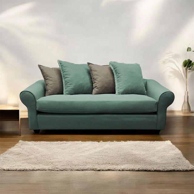 SOFÁ PRAT CHENILLE VERDE MENTA 3 CUERPOS -2