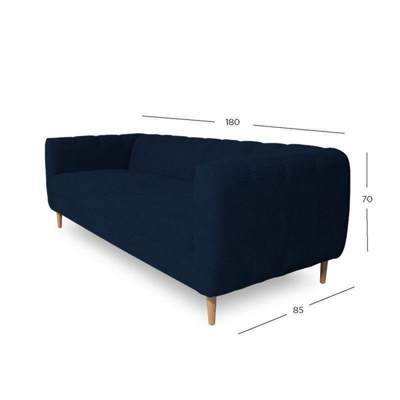 Sofá Lynette Chenille Tipo Lino Azul 2 Cuerpos-2
