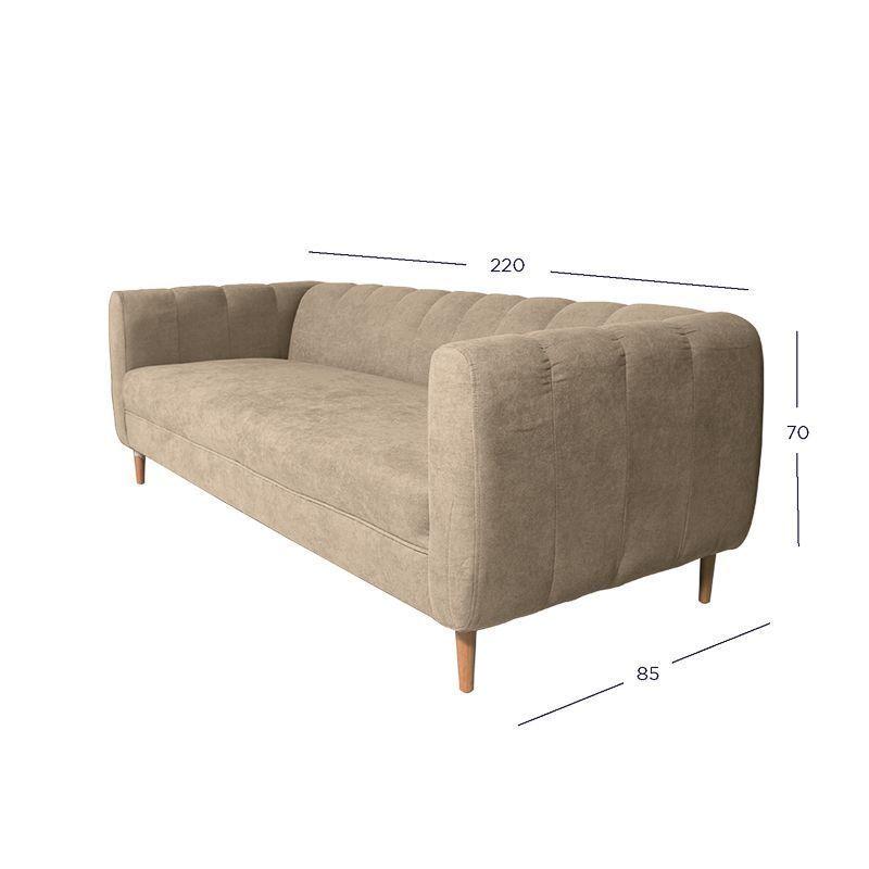 Sofá Lynette Chenille Tipo Lino Beige 3 Cuerpos-2
