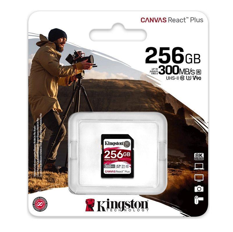 Memoria SD Kingston Canvas React Plus 256Gb V90 UHS-II-1