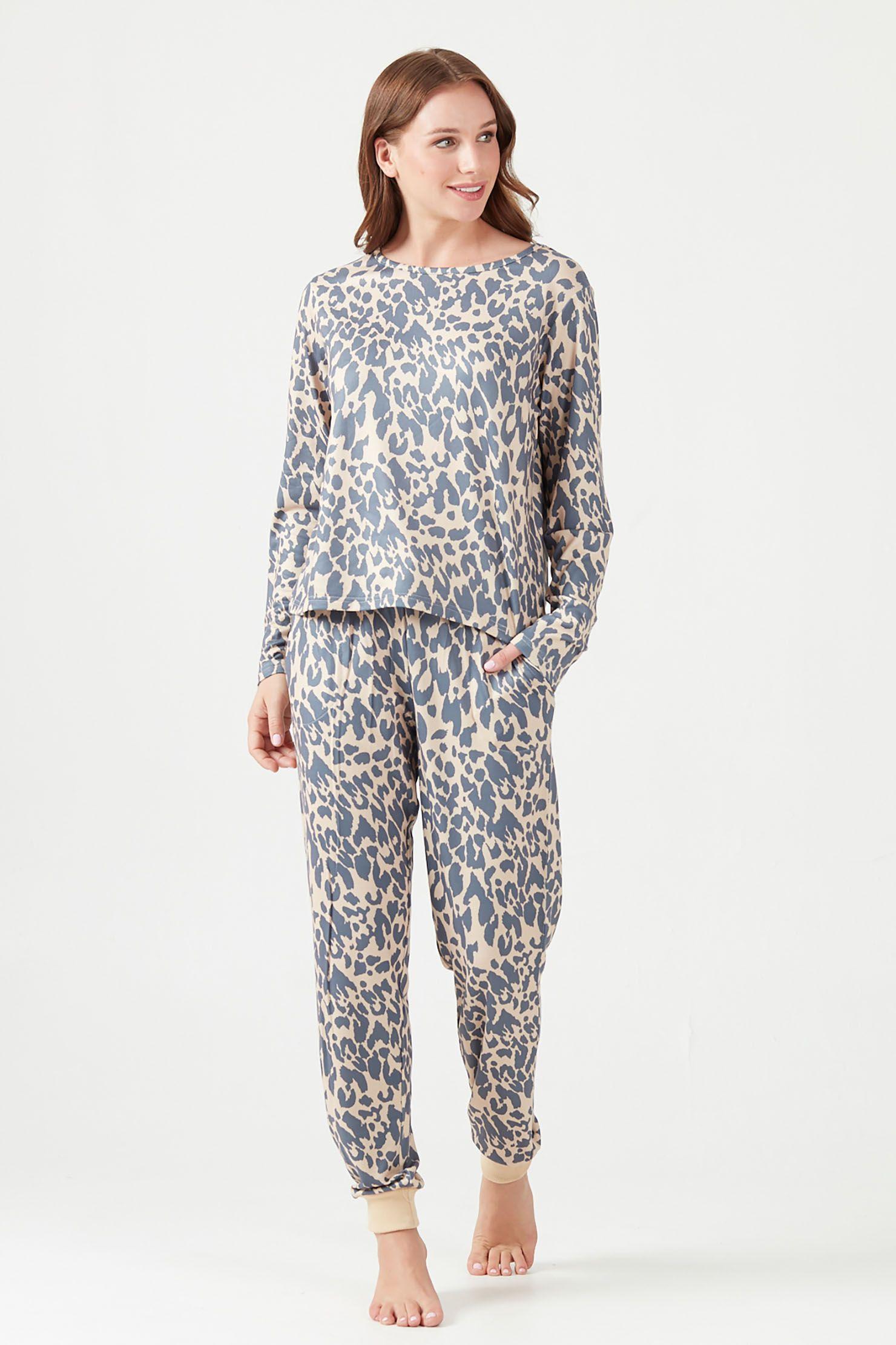 Pijama de mujer Delfi Beige Animal Print-0