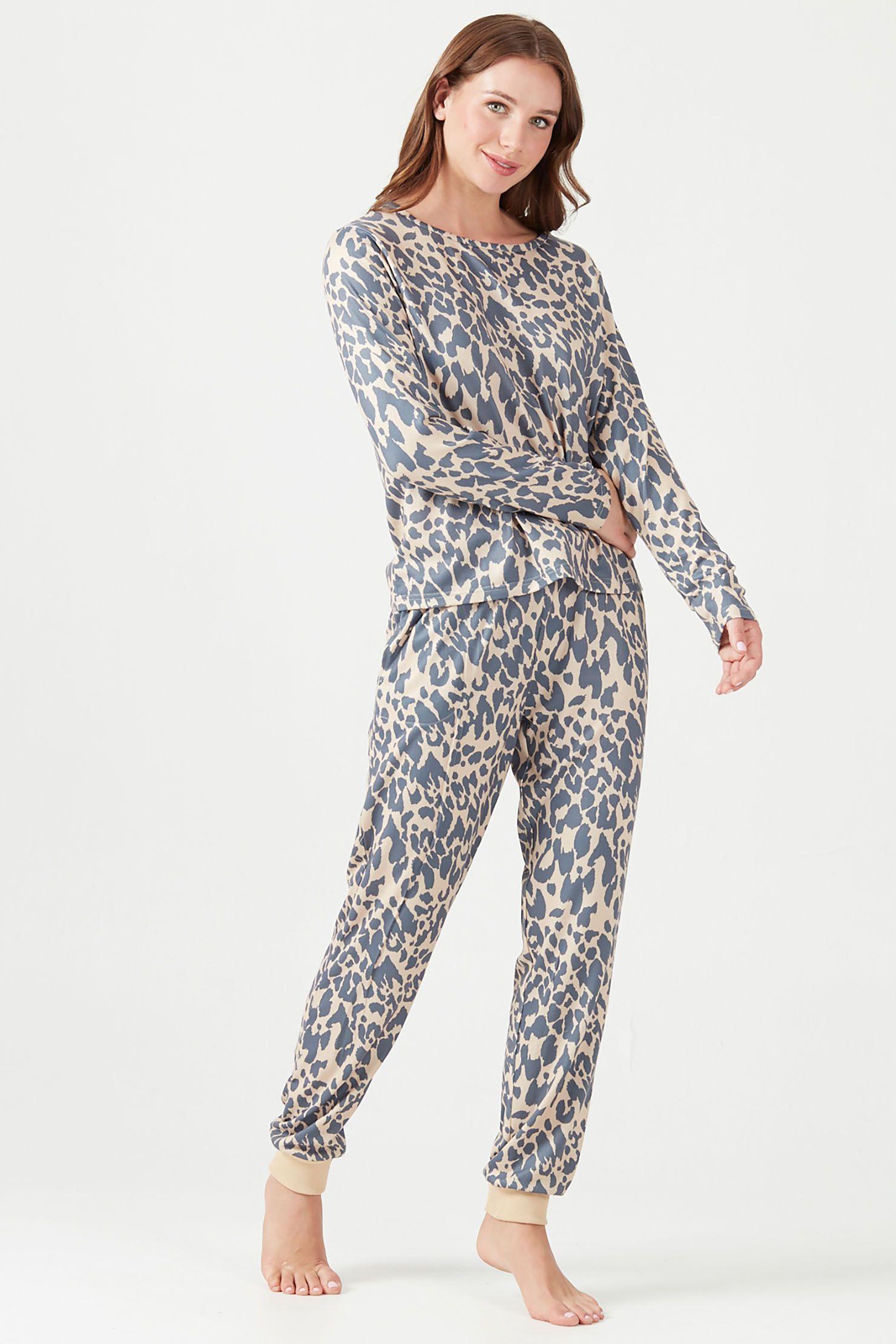 Pijama de mujer Delfi Beige Animal Print-1