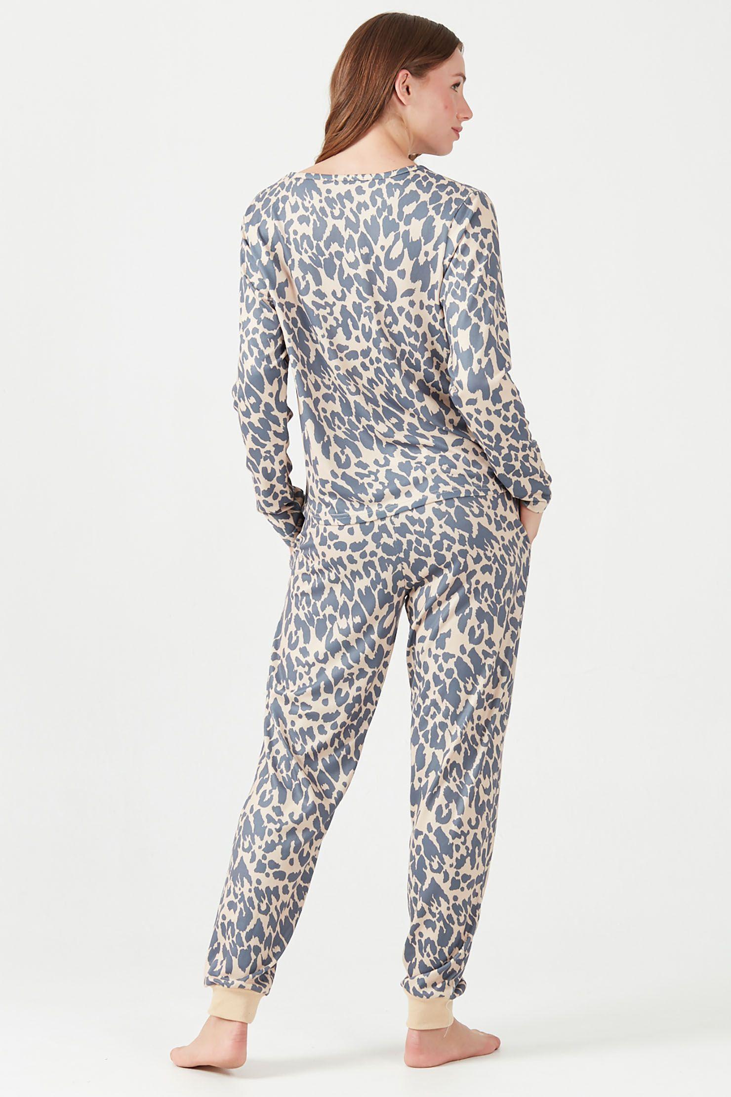 Pijama de mujer Delfi Beige Animal Print-2