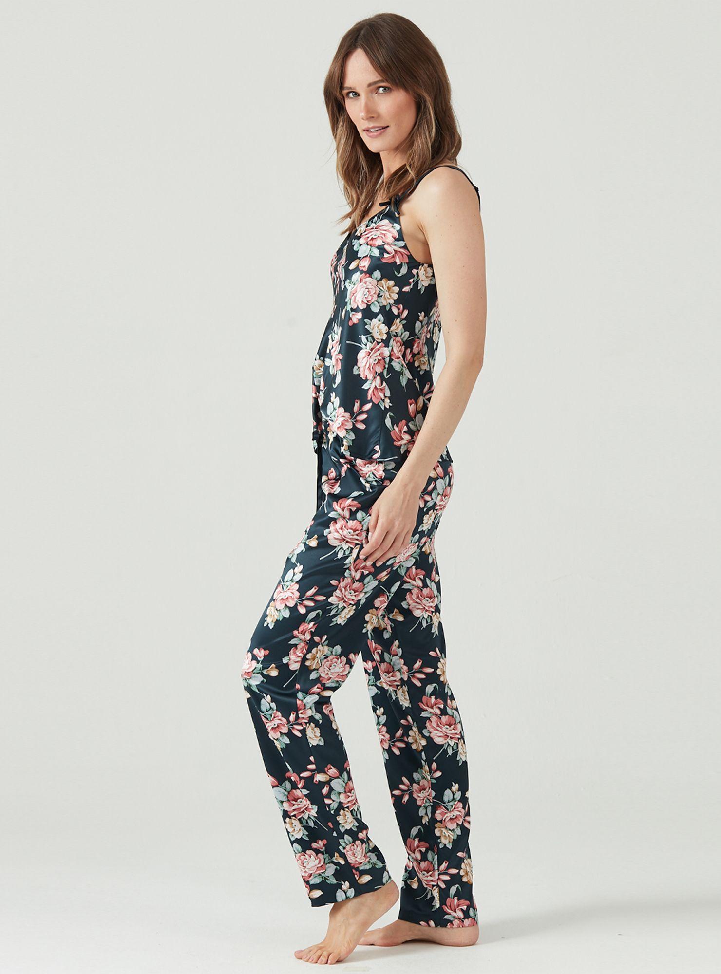 Pijama de Mujer Cinta Pantalon Largo Azul Estampado-1