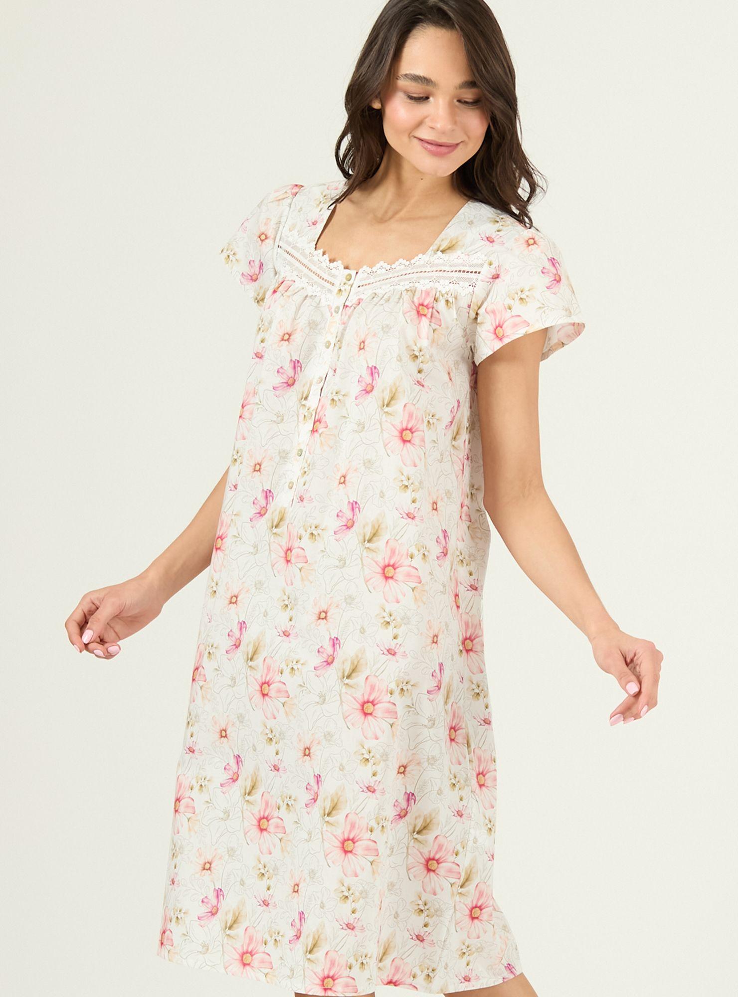 Camisa de Dormir Tradicional Maria Blanco Flor-1