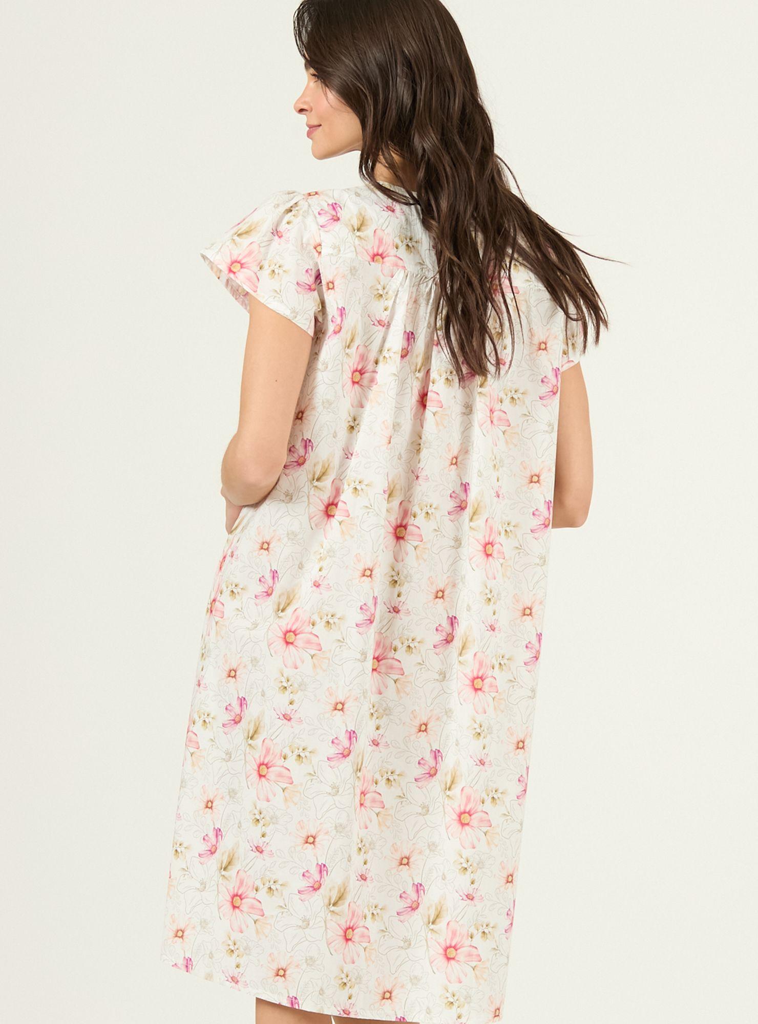 Camisa de Dormir Tradicional Maria Blanco Flor-2