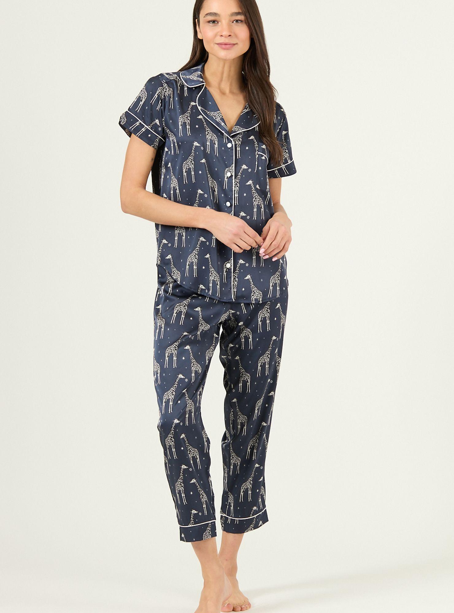Pijama de Mujer Roma Pantalon Manga Corta Azul Estampado-0