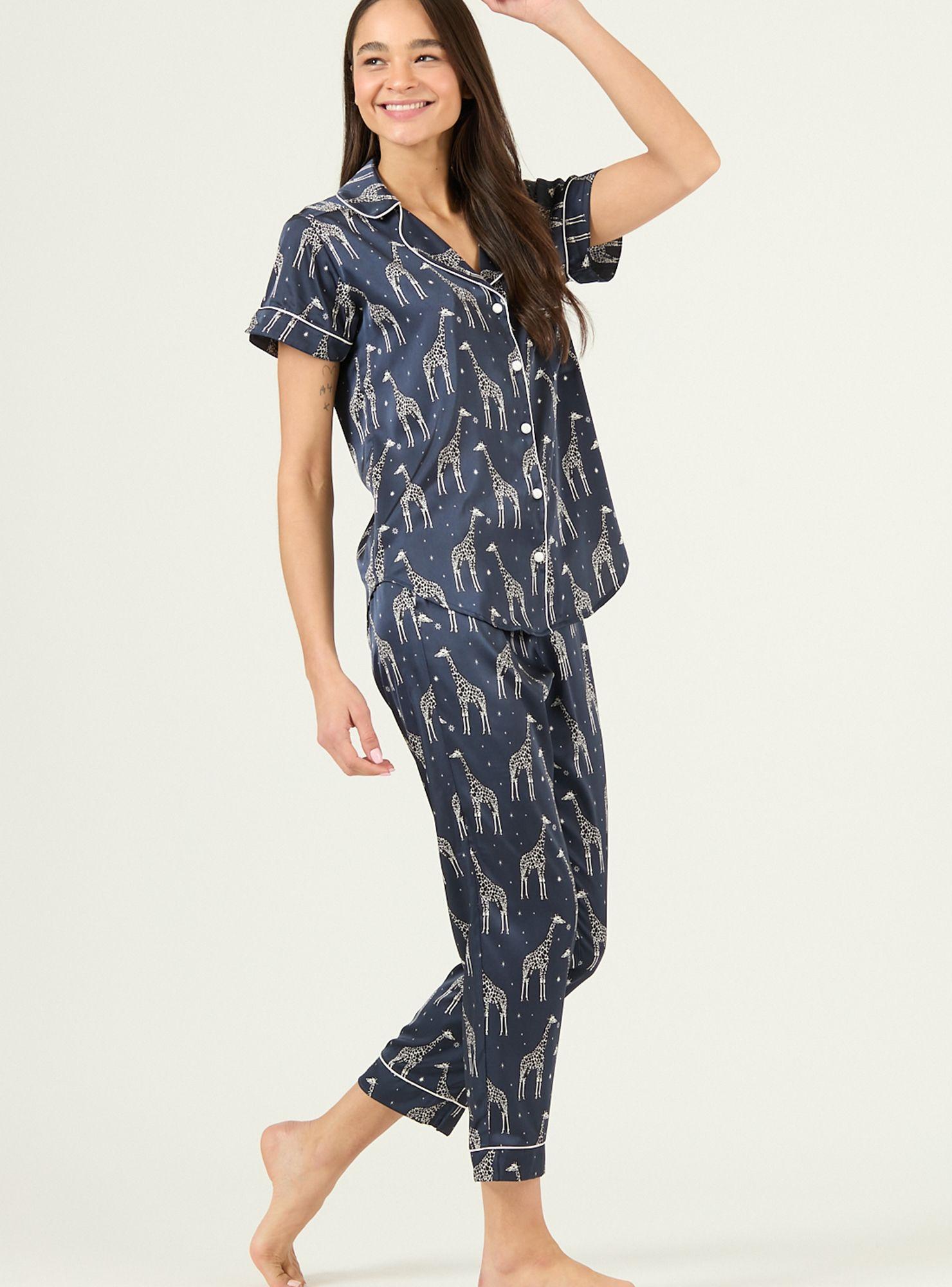 Pijama de Mujer Roma Pantalon Manga Corta Azul Estampado-1