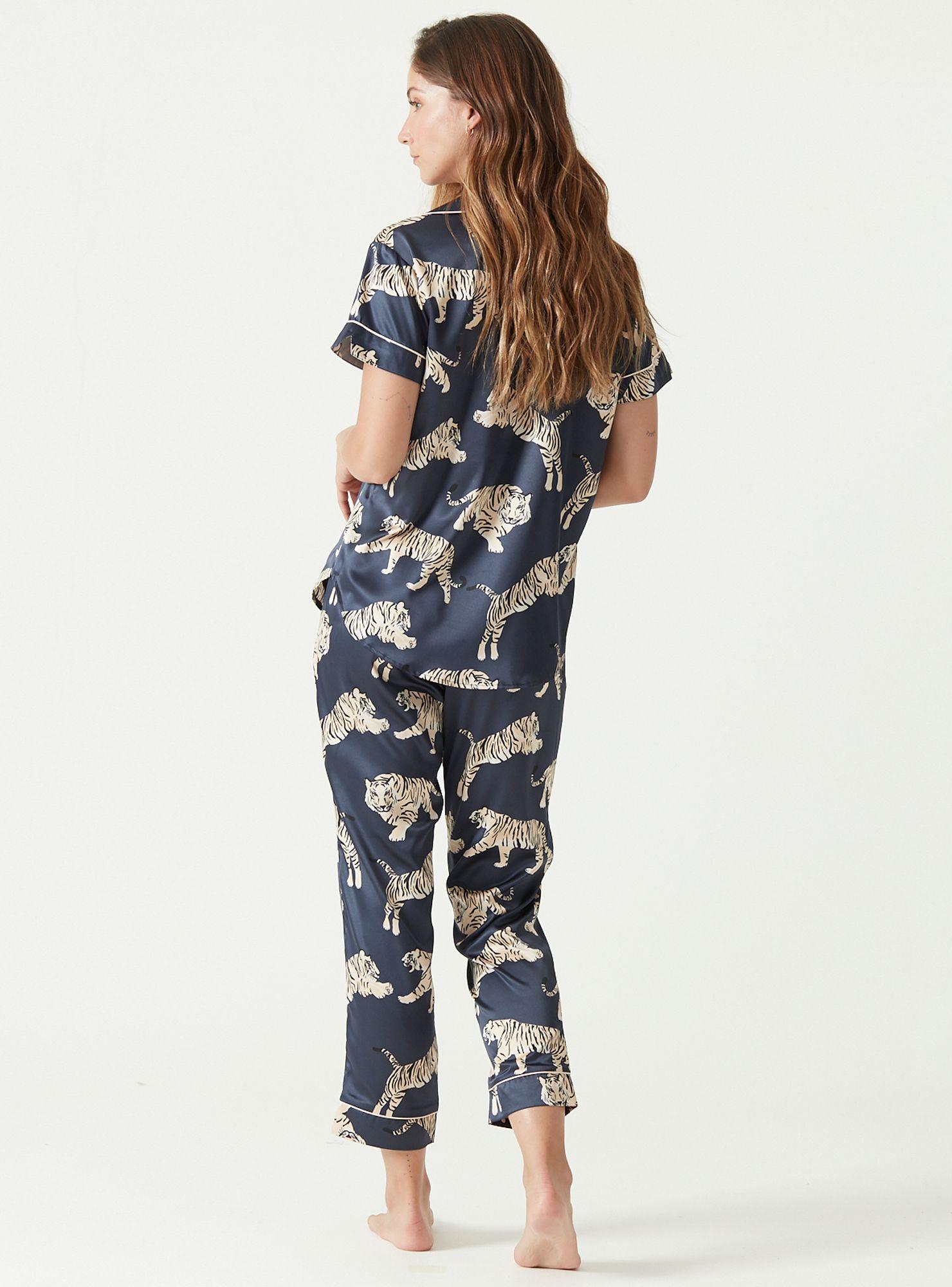 Pijama de Mujer Roma Manga Corta Azul Estampado-2