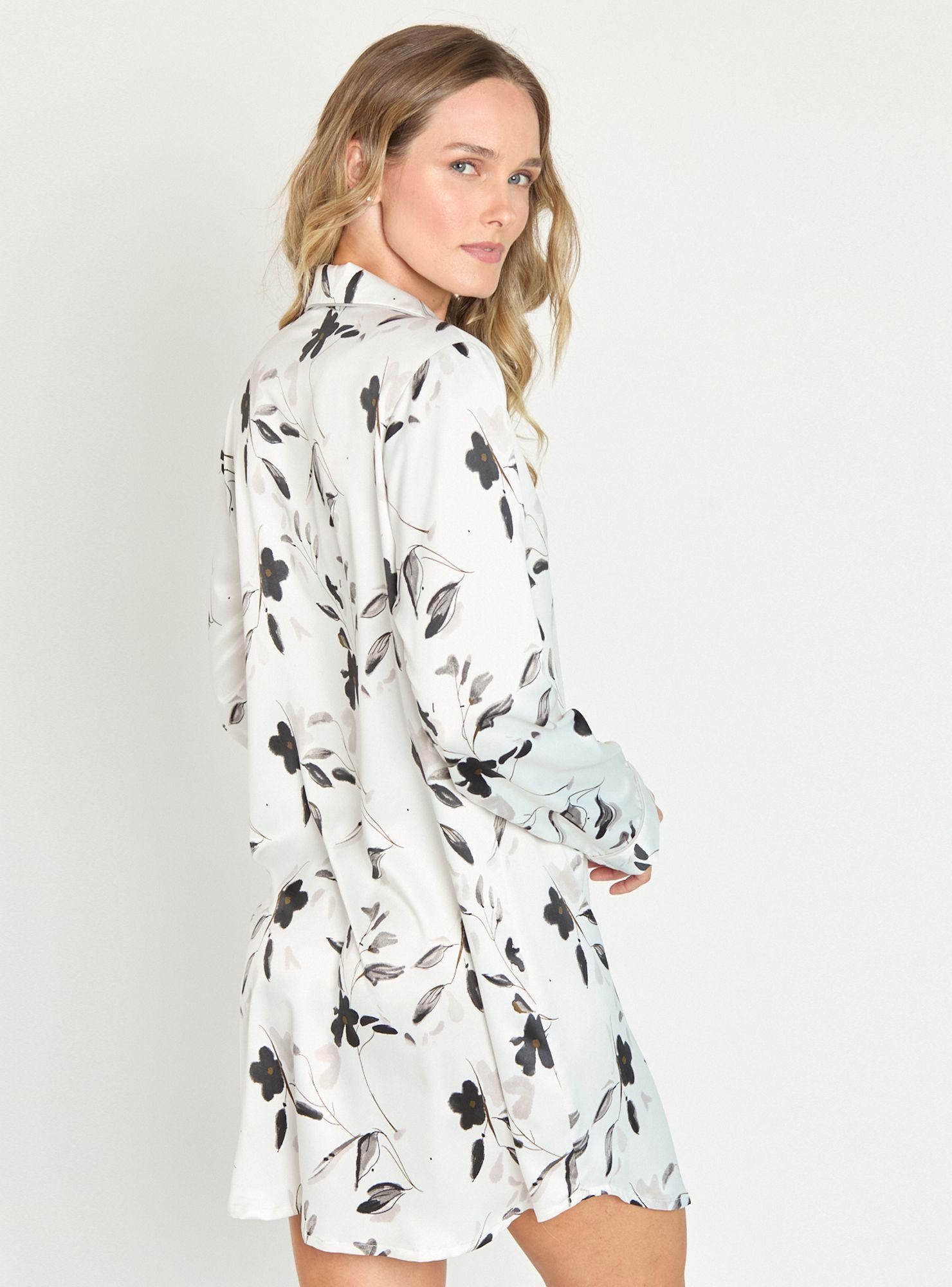 Camisa de Dormir Sport Manga Larga Ivory Estampado-3