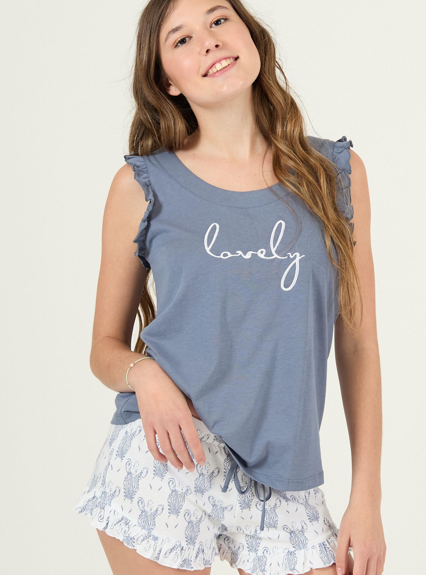 Pijama de Mujer Tokyo Celeste-1