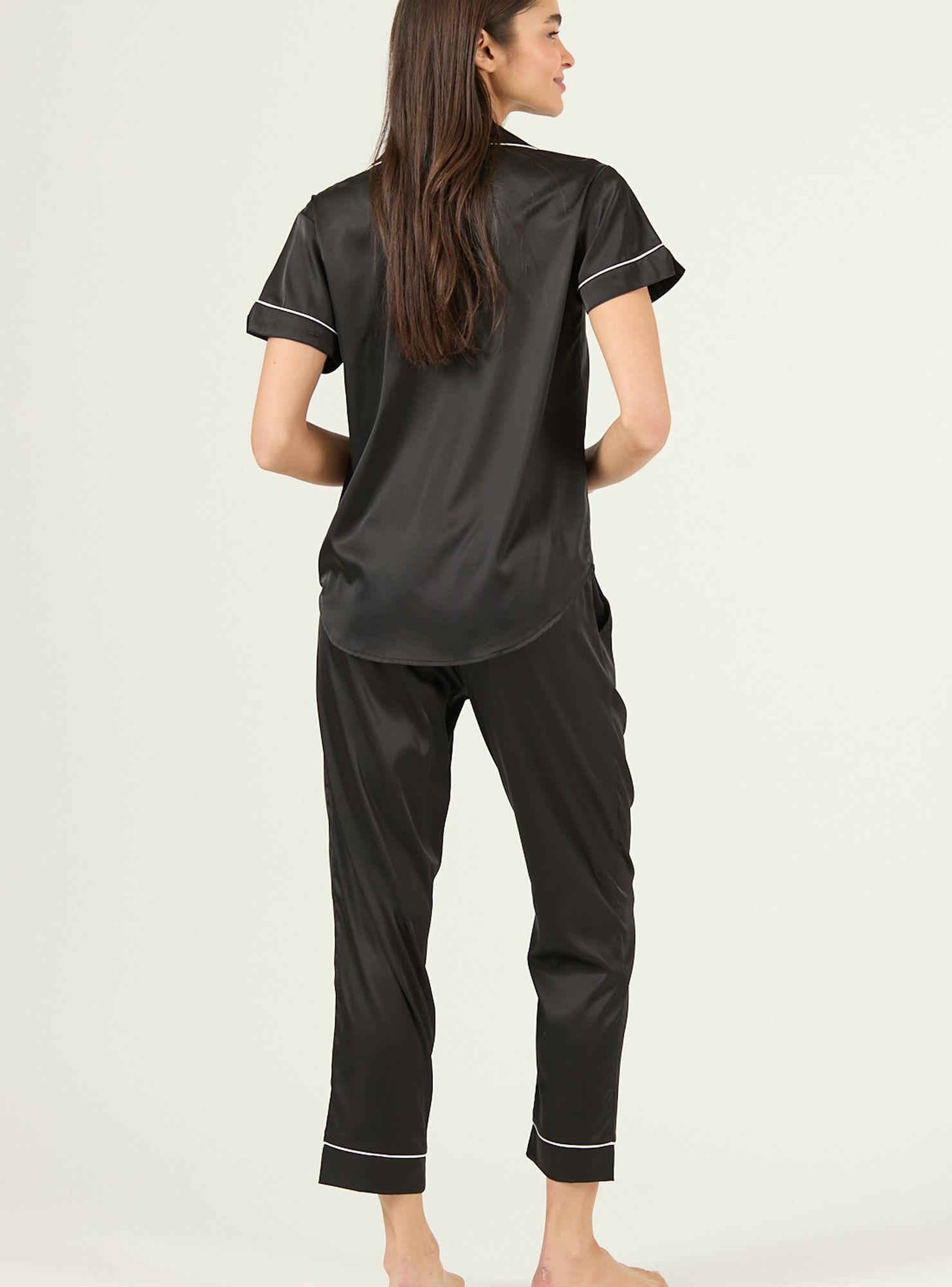 Pijama de Mujer Roma Pantalon Manga Corta Negro-2