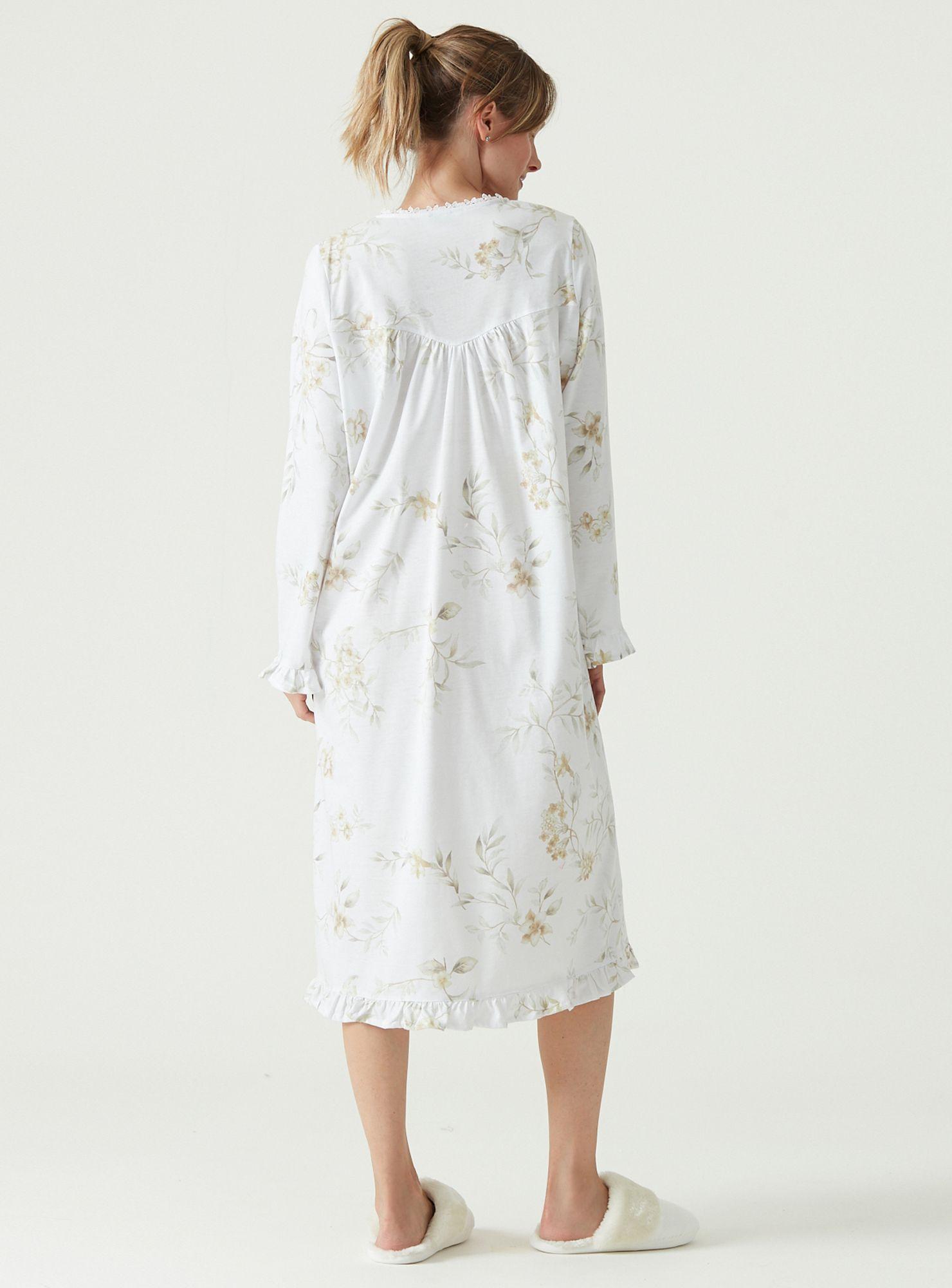 Camisa de dormir Tradicional Ana Blanco Flor-2